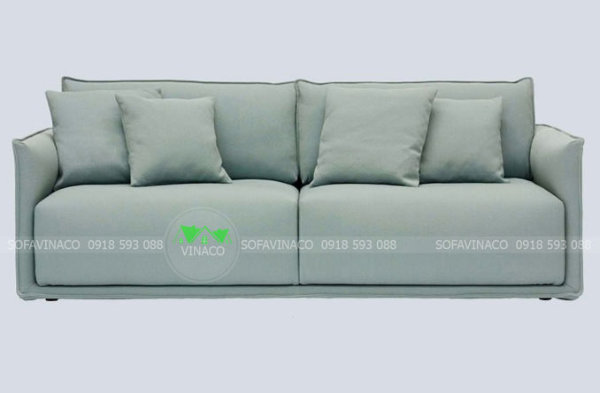Mẫu ghế sofa băng dài đẹp màu xanh ngọc với đệm dày